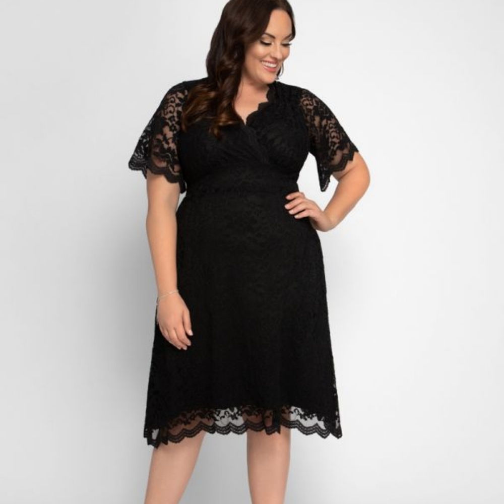 Kiyonna Black Lace Midi Dress